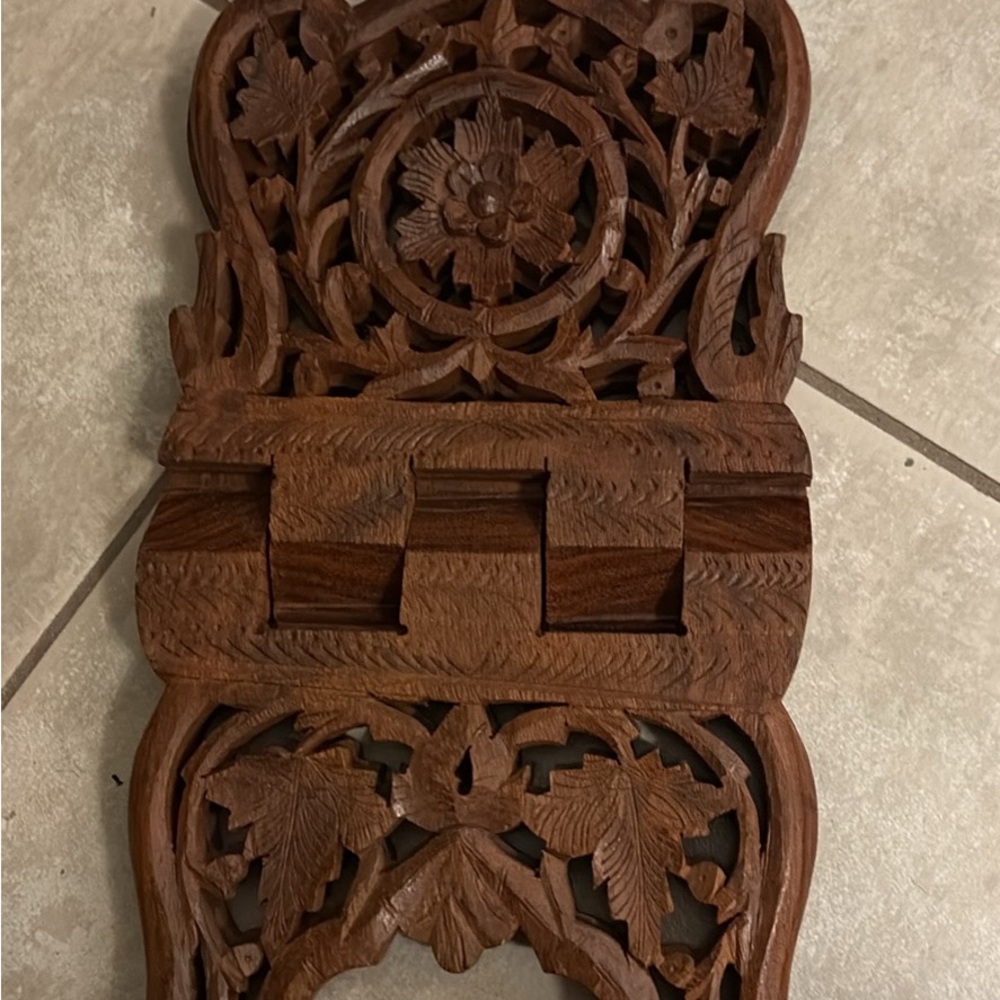 Hand-Carved Wooden Wall Panel - Brown Decorative Home Wall Decor